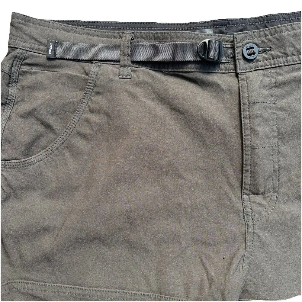Prana Standard Fit Stretch Zion II Shorts Men’s 38 Webbing Belt Zip Pocket Tech